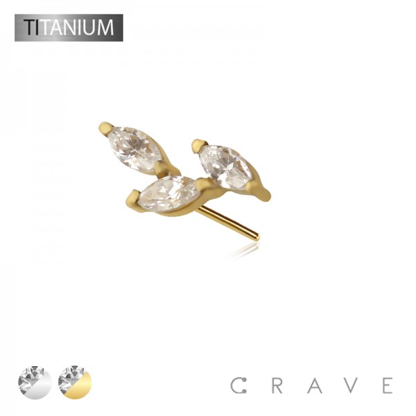 IMPLANT GRADE TITANIUM THREADLESS PUSH IN MARQUISE BRANCH TOP PART